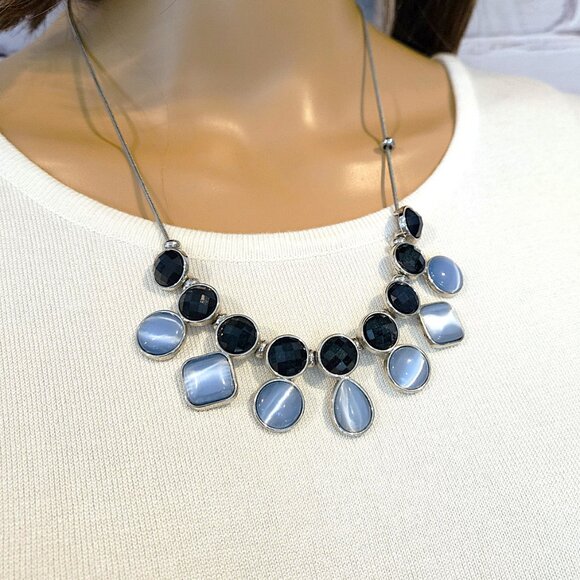 STATEMENT NECKLACE - Stunning blue two layer necklace - Picture 4 of 6